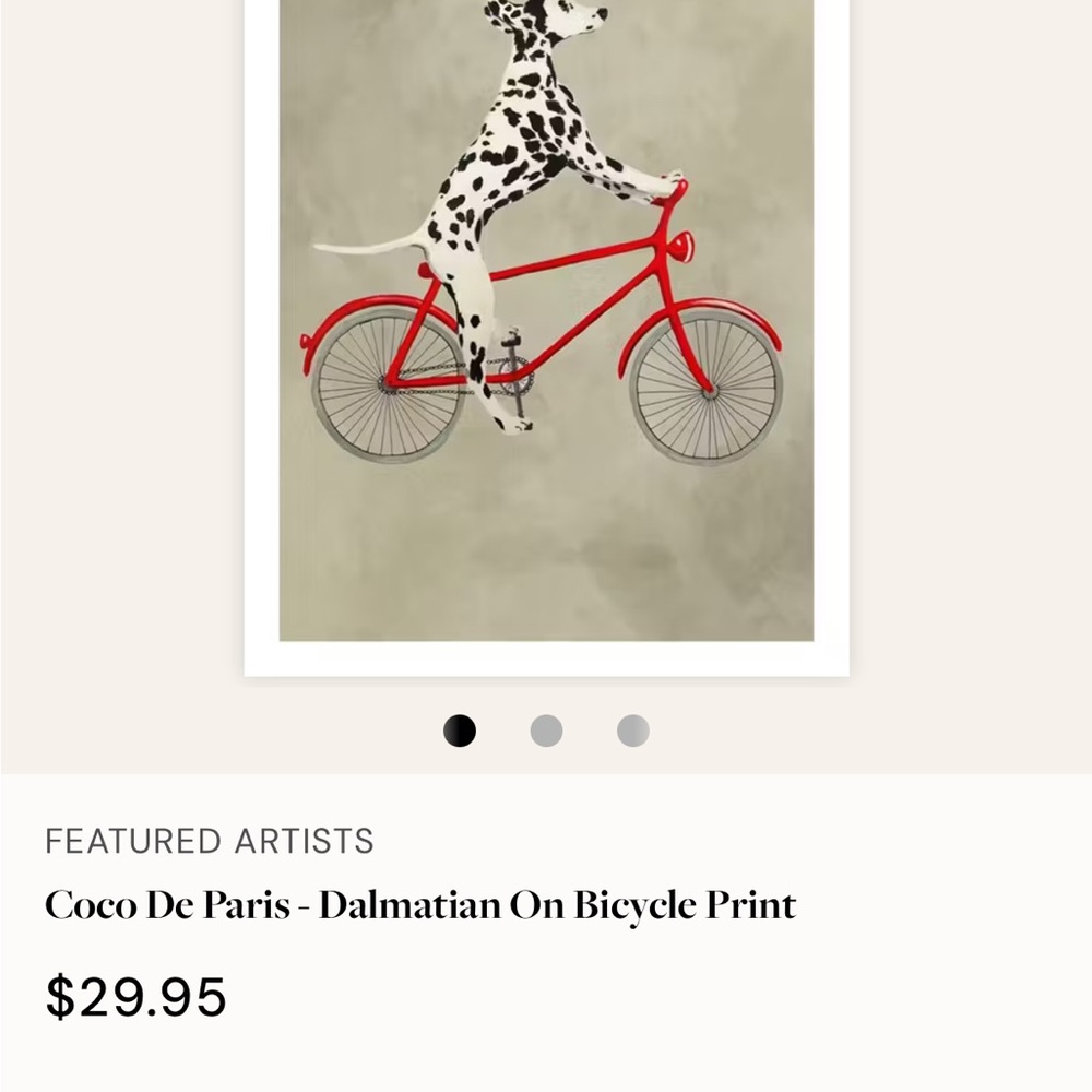 Dalmatian on Red Bicycle Art Print